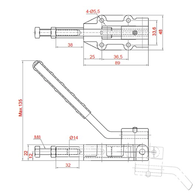 Vendita online Bloccaggio a spinta spintore 32 mm. 610 Kg.